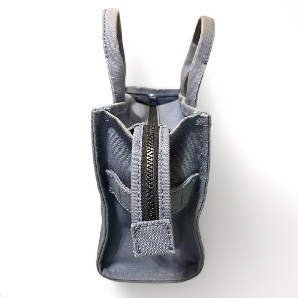 Marc Jacobs The Tote Bag Canvas Mini Tote in Slate blue with Cream Logo - Picture 8 of 16